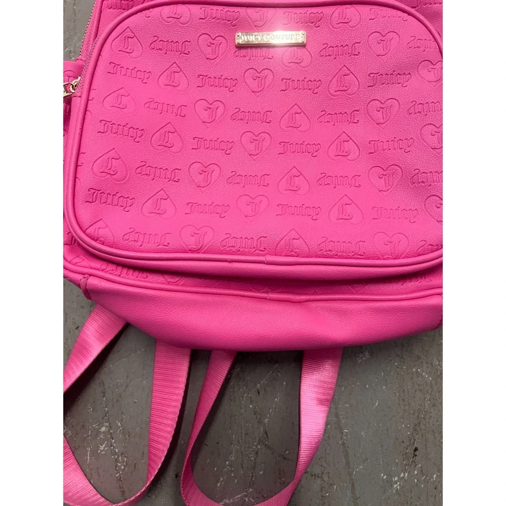 Juicy Couture Wordplay Backpack Womens Pink Debossed Logo Shoulder Bag See‎ Pics